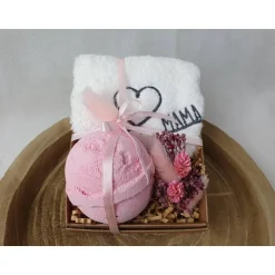 Beauty & Wellness|CreativAnita Geschenkset MAMA mit hochwertiger Badekugel Rose, Wohlfühlpaket mit Trockenblumen dekoriert