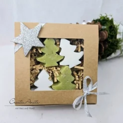 Weihnachtsgeschenke|CreativAnita Geschenkset Seifen-Tannenbäume - Eisenkraut & Schneerose - Weihnachtsseife, Weihnachtsgeschenk - Florex Schafmilchseife