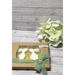 Discount Geschenkset zu Ostern „hoppelige Grüße“ Ostern Osterhasen Anhänger Raysin Homedeko Deko weiß Geschenkidee Verpackung Geschenke