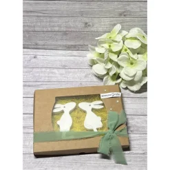 Discount Geschenkset zu Ostern „hoppelige Grüße“ Ostern Osterhasen Anhänger Raysin Homedeko Deko weiß Geschenkidee Verpackung Geschenke