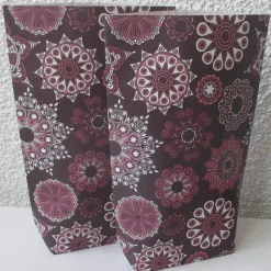 Sale Geschenktüte Eiskristalle, 5 Papiertüten Weihnachten, Bodenbeutel mit Kristallen in Pinktönen Geschenkverpackungen
