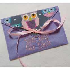 Geschenkverpackungen|R.N.-Fadenlänge Geschenkumschlag mit Stickerei "Von mir für Dich" Umschlag Filzumschlag