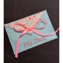 Outlet Geschenkumschlag mit Stickerei "Für Dich" Filzumschlag Geschenkverpackungen