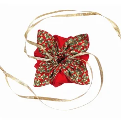 Clearance Geschenkverpackung Ilex rot gold – Wiederverwendbar, handgenäht & aus Baumwolle Säckchen & Beutel