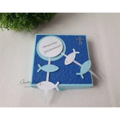 Online Geschenkverpackung Pizzabox Blau zur Kommunion, Konfirmation, Firmung, Taufe - Geldgeschenk, Gutschein Geldgeschenke