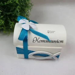 Outlet Geschenkverpackung TRUHE Taufe Kommunion - Türkis Geldgeschenke