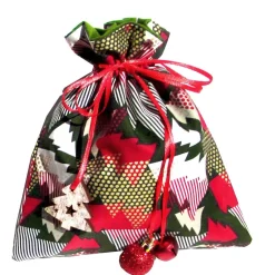 Best Geschenkverpackung Weihnachten – Baumwollbeutel mit Tannenbäumen, doppellagig, wiederverwendbar Säckchen & Beutel