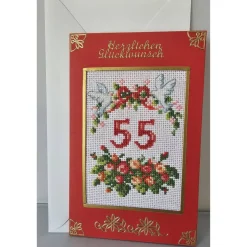 Glückwunschkarten|Handmade by Svetlana Gestickte Grußkarte, Jubiläumskarte, Klappkarte, Handarbeit