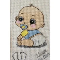 Glückwunschkarten|Handmade by Svetlana Gestickte Grußkarte "Zur Geburt", Klappkarte, Handarbeit