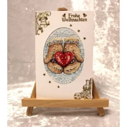 Clearance Gestickte Weihnachtskarte, Grußkarte, Klappkarte, Handarbeit Weihnachtskarten