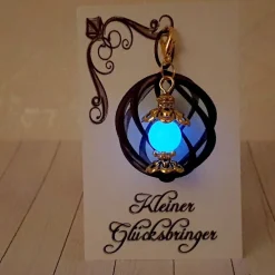 New Glücksbringer Feenlicht – Goldfarbene nachtleuchtende Mini-Laterne mit Schmuckkärtchen Geschenke
