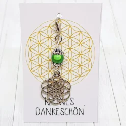 Best Glücksbringer Same des Lebens silberfarben mit grüner Acrylperle Anhänger Geschenke