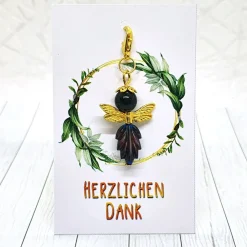 Outlet Glücksbringer Waldelfe goldfarben dunkelblau – handgemachter Anhänger & Unikat Geschenke