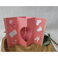 New Glückwunschkarte - Popupkarte zur Taufe oder Geburt, Rosa personalisiert Glückwunschkarten