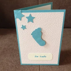 New Glückwunschkarte " Zur Taufe " Blau , Babyfüßchen , Junge Glückwunschkarten