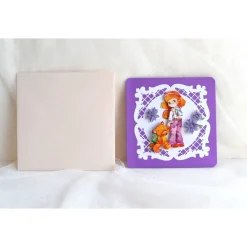 Sale Glückwunschkarte zum Schulanfang Mädchen mit Bär lila-creme (6) Kinder Glückwunschkarten