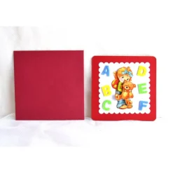 New Glückwunschkarte zum Schulanfang Mädchen mit Bär rot-rot mit Filzbuchstaben A-F (4) Kinder Glückwunschkarten