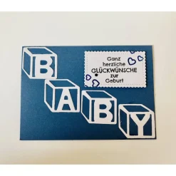 Glückwunschkarten|UniKart Glückwunschkarte zur Geburt , Blau/Weiß, Handarbeit , Junge, Stampin'Up!
