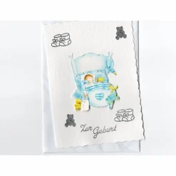 Glückwunschkarten|SaBienchenshop Glückwunschkarte zur Geburt Junge – Einzigartige 3D-Grußkarte Baby ist da – Unikat 12 x 17 cm