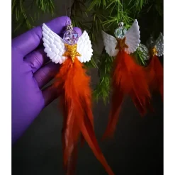 Discount Glitzernder Federengel handgemacht – Unikat Weihnachtsdeko mit Glasperle, schwebend Weihnachtsdeko