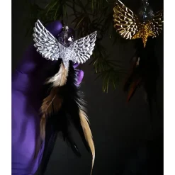 Clearance Glitzernder Federengel handgemacht – Unikat Weihnachtsdeko mit Glasperle, schwebend Weihnachtsdeko