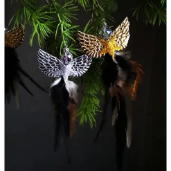 Clearance Glitzernder Federengel handgemacht – Unikat Weihnachtsdeko mit Glasperle, schwebend Weihnachtsdeko