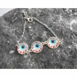 Hot Glubschaugen Horror Zombie cabochon   Armband versilbert Schmuck