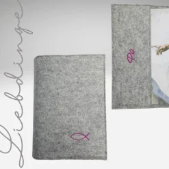 Best Gotteslobhülle Filz ICHTYS FISCH Einband Gesangbuch *personalisierbar  KL220 Gotteslobhülle