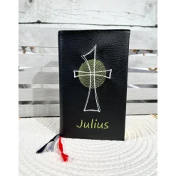 Best Gotteslobhülle Gebetbuchhülle Kunstleder schwarz mit Kreuz personalisiert Gotteslobhülle