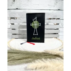 Best Gotteslobhülle Gebetbuchhülle Kunstleder schwarz mit Kreuz personalisiert Gotteslobhülle