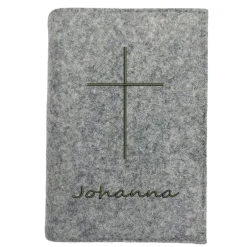 Best Gotteslobhülle Ichtys Kreuz Name personalisierbar. Filz vegan K119 Gotteslobhülle