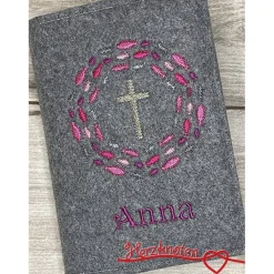 Best Gotteslobhülle, Kommunion, Firmung, Konfirmation, Kreuz, gestickt, Filz, Geschenk, Mädchen, Junge,  personalisierbar, mi Gotteslobhülle