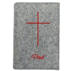 Sale Gotteslobhülle Kreuz Name personalisiert. Filz vegan K117 Gotteslobhülle