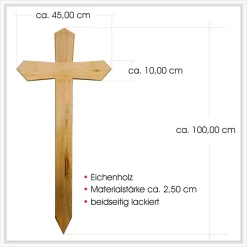 Outlet Grabkreuz Unfallkreuz Eiche2 inklusive Beschriftung Übergangskreuz Wegekreuz Holzkreuz Gedenksteine