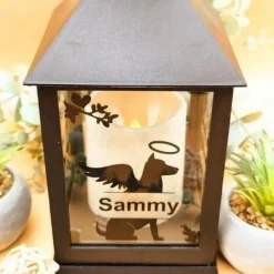 Best Grablaterne mit 6h Timer  für Hunde, Grabschmuck , Personalisiert,  Gedenklicht, Trauerlicht, Trauerlaterne für Hunde Trauerkerzen