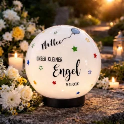 Trauerkerzen|HanniMade Grablicht Solar Sternenkind – Individuelles Licht als Grabschmuck mit persönlicher Gravur