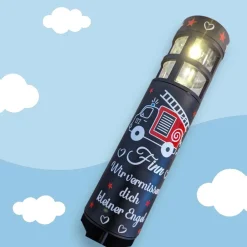 Best Grabschmuck Solarleuchte personalisiert mit süßen Feuerwehrauto Motiv, grableuchte solar sternenkind Trauerkerzen