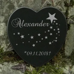 Clearance Grabschmuck Sternenkind Gravur Name Datum Marmor Grabdekoration Grabstein Engel Baby Gedenksteine