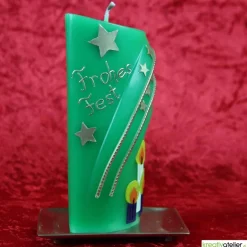 Best grüne Weihnachtskerze mit Kerzen und Sternen - ovale Formenkerze mit Bogenmotiv, verziert Kerzen & Beleuchtung