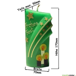 Best grüne Weihnachtskerze mit Kerzen und Sternen - ovale Formenkerze mit Bogenmotiv, verziert Kerzen & Beleuchtung