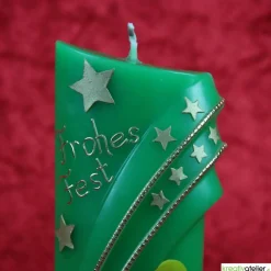 Best grüne Weihnachtskerze mit Kerzen und Sternen - ovale Formenkerze mit Bogenmotiv, verziert Kerzen & Beleuchtung