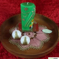 Best grüne Weihnachtskerze mit Kerzen und Sternen - ovale Formenkerze mit Bogenmotiv, verziert Kerzen & Beleuchtung