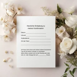 Hot Grünes Konfirmationseinladungskarten-Set 10er-Pack, Konfirmationskarte mit Olivenzweigen, Einladung Konfirmation Einladungskarten
