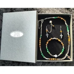 Discount Große Elegante Schmuckschachtel/-Etui 18,3x13,9x3,6cm Geschenkverpackung für Collier/Schmuckset Silber-Grau strukturiert Geschenkverpackungen