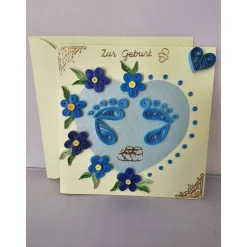 Sale Grußkarte "Zur Geburt" in der Quilling Technik, Klappkarte, Handarbeit Glückwunschkarten
