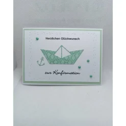 New Grußkarte "zur Konfirmation", Schiff, türkisfarben, versch. Varianten Glückwunschkarten