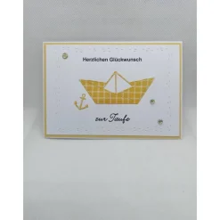 Outlet Grußkarte "zur Taufe", Origami Schiff in gelb Glückwunschkarten