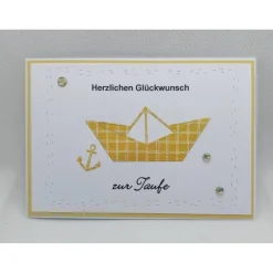 Outlet Grußkarte "zur Taufe", Origami Schiff in gelb Glückwunschkarten