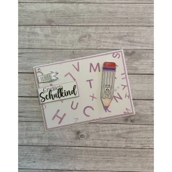 Sale Grußkarten / Glückwunschkarten zum Schulanfang, „Einhorn & Stift zur Einschulung“, Grüße an das Schulkind, Handarbeit Kinder Glückwunschkarten