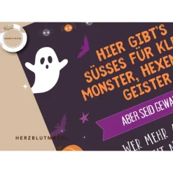 Accessoires|Herzblutmaedl Gruselige Halloween Haus Deko - Türschild mit Skelett Motiv als Print in DIN A4 | Einzigartige Halloween Dekoration | Ki